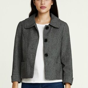 Harve Benard Classic Wool Blend Button Front Blazer Size Petite Medium